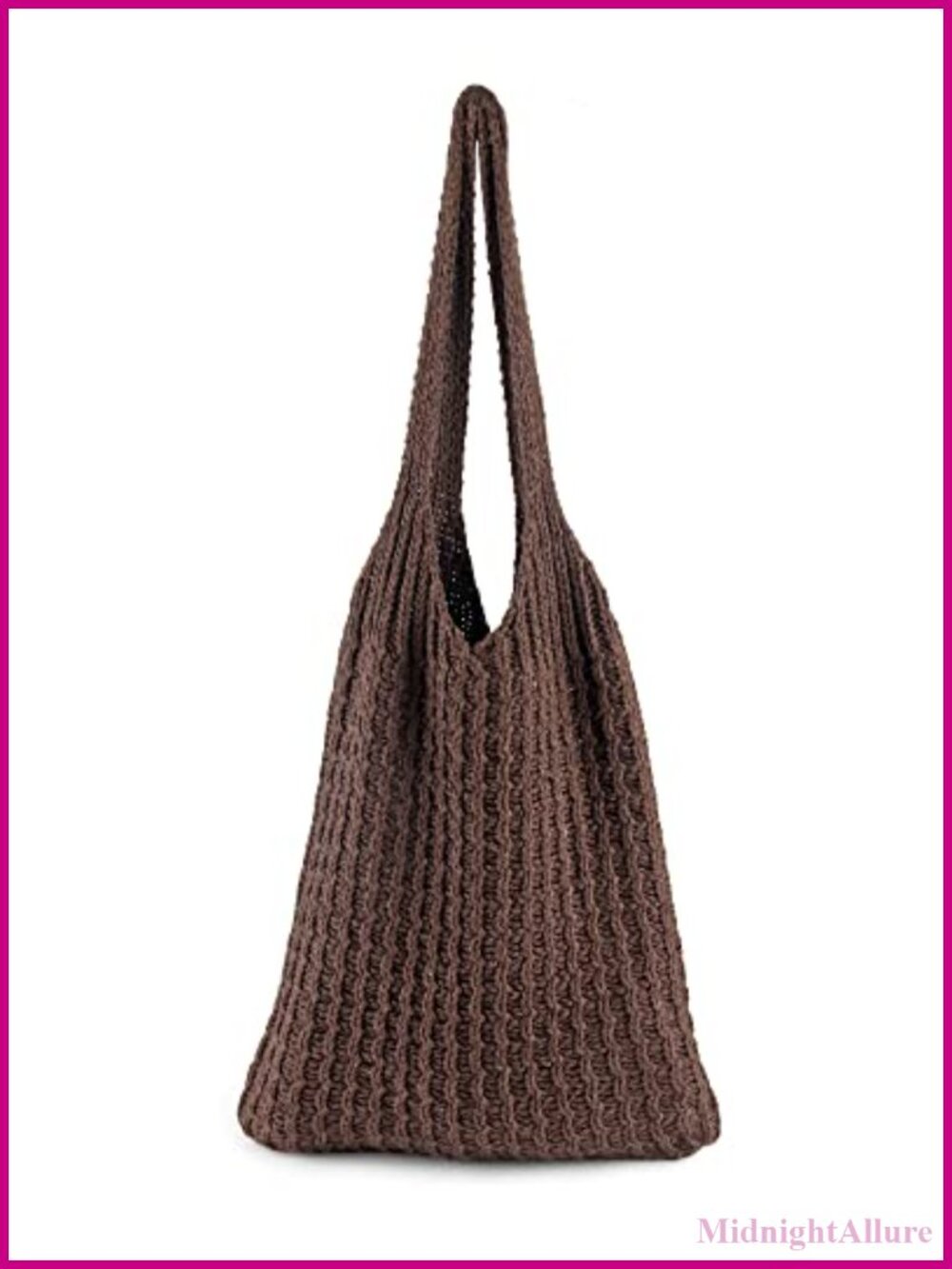 Handmade Crochet Shoulder Bag Lightweight Polyester Foldable Tote Travel Purse